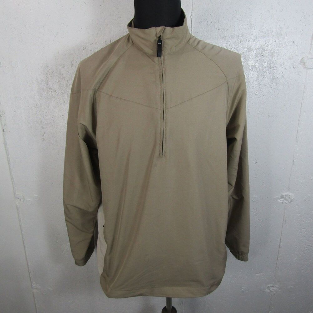 Nike Golf Men's M Medium Khaki Tan 1/4 Zip Pullover Windbreaker Jacket Tuckaway